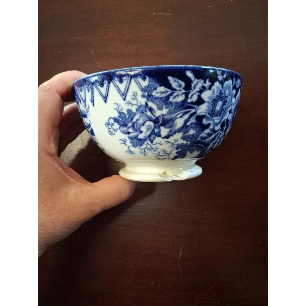 Antique 1800s Royal Bonn Germany WILDROSE Blue Transfer Ware 5